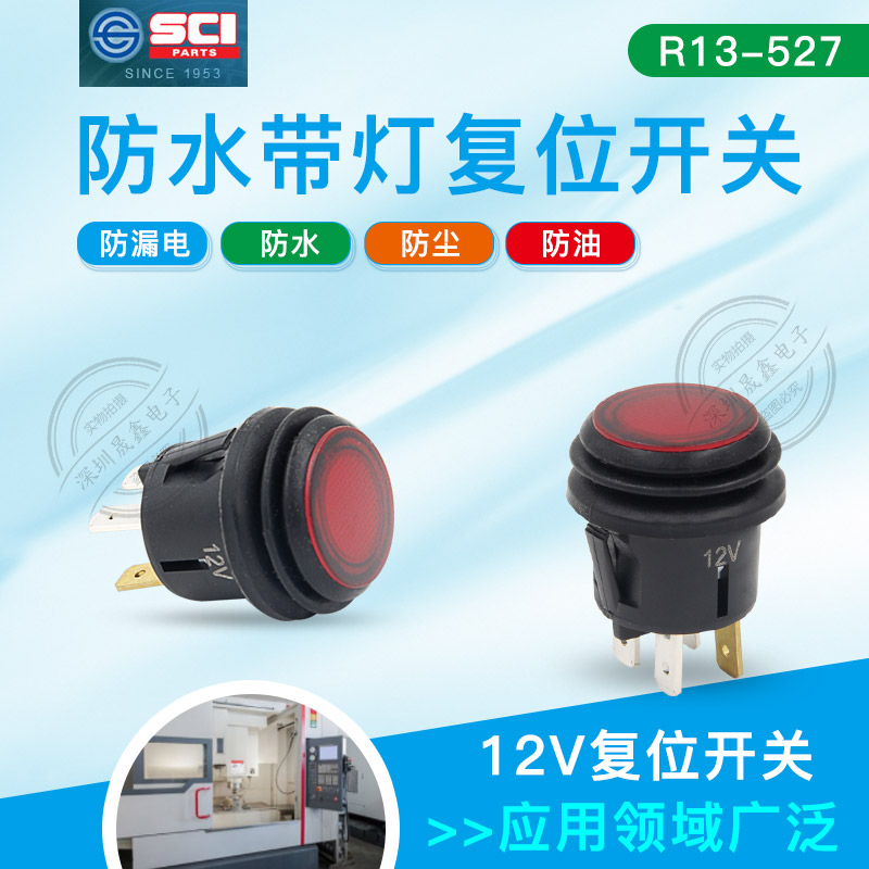 R13-527 Taiwan SCI New into anti-water reset switch 12V live light switch