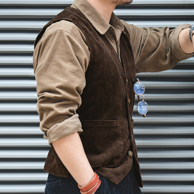 Madden Workwear Japanese Retro Suit Corduroy Vest Men's Trendy Spring and Autumn Amekaji British Jacket