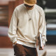 Madden Workwear American Retro Heavy Solid Color Round Neck Sweater Men's Loose Autumn Ami Khaki Vintage Jacket