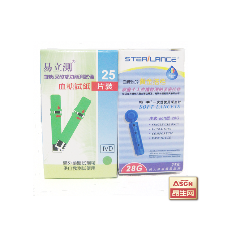 易立测 血糖试纸 血糖/尿酸双功能测试仪试纸 25片装