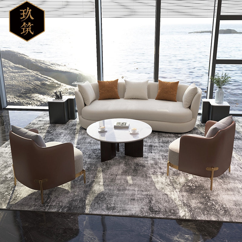 Sample House Exhibition Center Reception Fabric Art Negotiation Sofa Modern Hotel Beauty Salon Club Lobby Leisure Sofa Furniture Customization