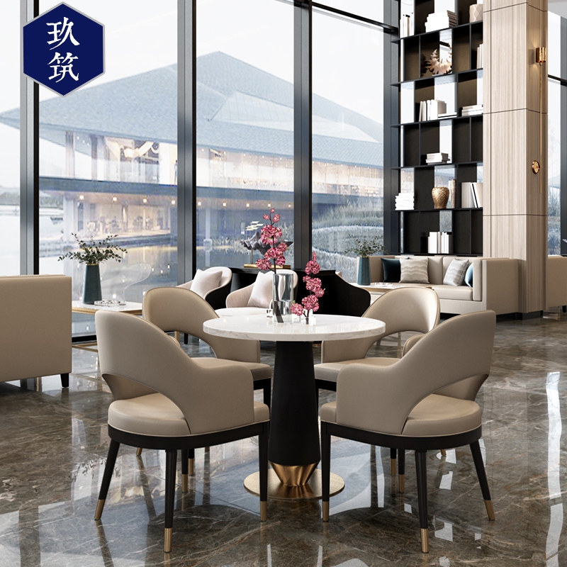 Light luxury after modern double reception sofa card seat to negotiate tables and chairs minimal café sample house display center furniture customization
