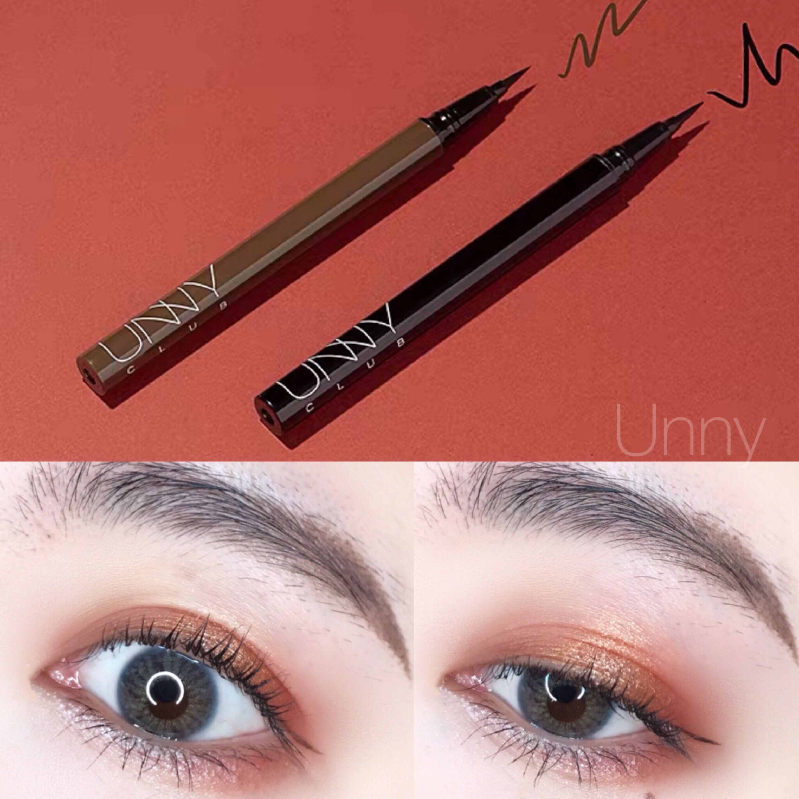 Smooth to heel UNNY Ultra-fine Eyeliner Pen Quick-drying Anti-smudge Smooth eye brown waterproof lower eyelid
