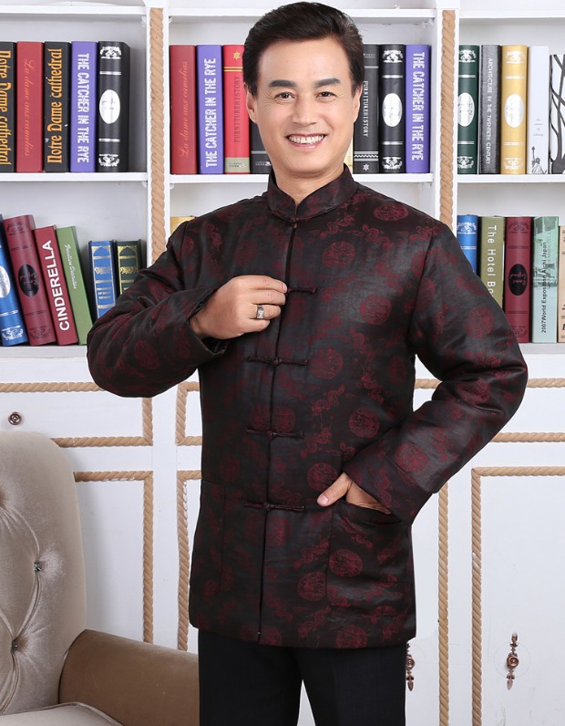 Sợi Xiangyun cao cấp cộng với chất liệu cotton Tang phù hợp với quần áo mùa đông Đàn ông trung niên lụa tơ tằm trang phục dân tộc các nước