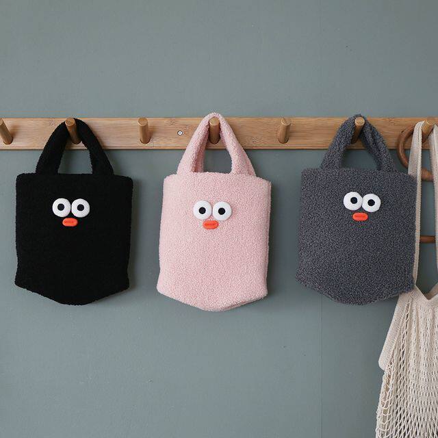 Korean Plush Handbag Small Shopping Bag ROMANE Brunch Brother Pom EcoBag