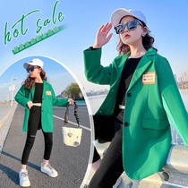 Net Red Little West Suit Jacket Girl 2022 Spring Han version Leisure loose jacket CUHK Tong Yinglun Wind suit Cham