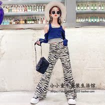 Fat girls 2021 spring and autumn new European goods zebra pattern flared pants show thin Halon pants wild Western style hip-hop Wei pants