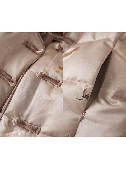 Jianman Rouxia Yingyu 90 white goose down new Chinese style gilt swimming jacquard down jacket round neck thick coat for women