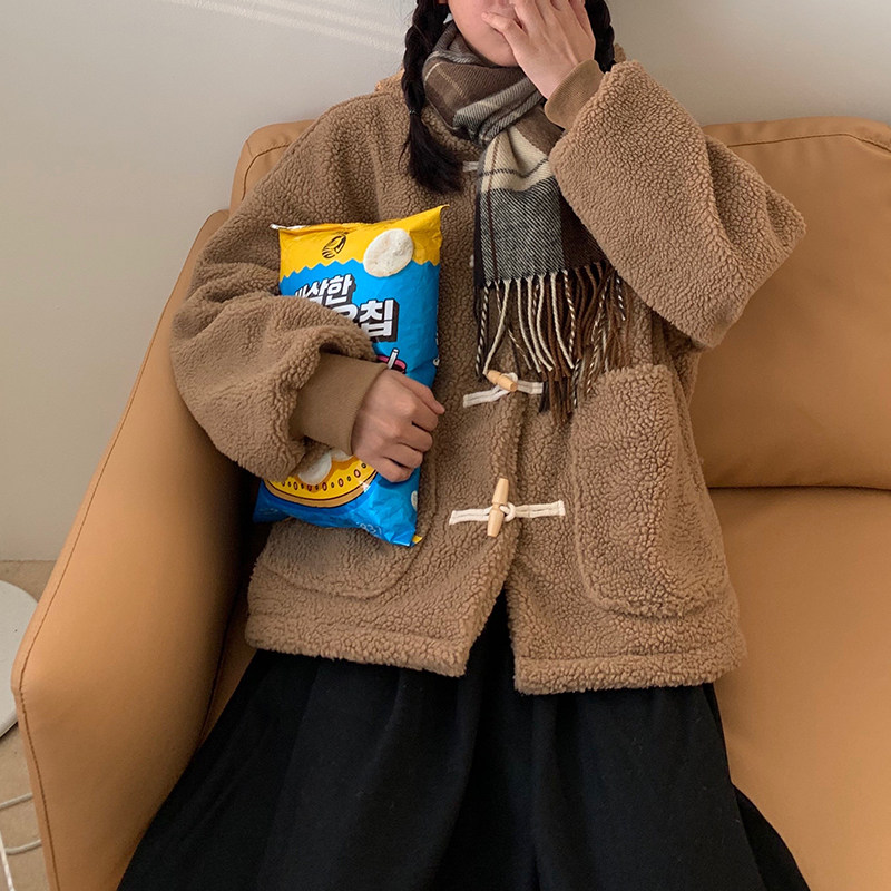 RAINY self-made summer anti-season clearance minimum 30% off non-refundable non-refundable lamb wool coat with horn buckle