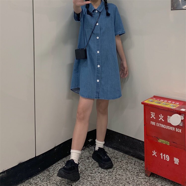 RAINY homemade salty sweet denim women loose 2020 new summer thin mid-length skirt