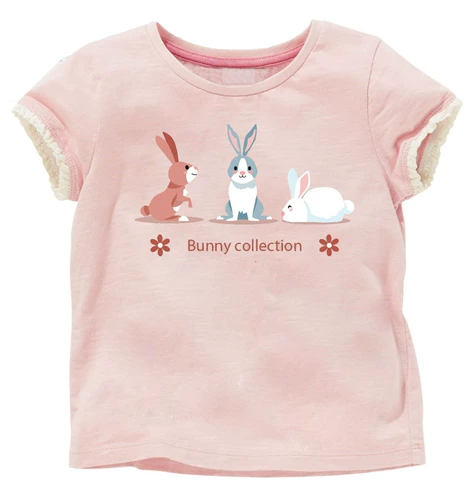 Хлопковая летняя футболка с коротким рукавом, летняя одежда для отдыха, мультяшный кролик, европейский стиль, 5 лет