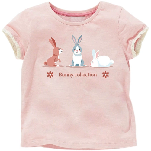 Хлопковая летняя футболка с коротким рукавом, летняя одежда для отдыха, мультяшный кролик, европейский стиль, 5 лет