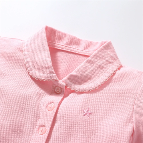Детская хлопковая футболка polo, розовый летний стиральный порошок для раннего возраста, короткий рукав, в западном стиле