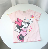 Girls summer short sleeve T-shirt cartoon Pink cute top 2 3 4 5 6 years old pure cotton baby half sleeve foreign style 7
