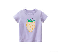 Foreign trade 2021 summer childrens clothing girls cotton strawberry short sleeve T-shirt baby half sleeve purple base shirt children tide