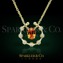 18 karat jewellery (custom) natural Fanta stone diamond 18K gold pendant (-containing)