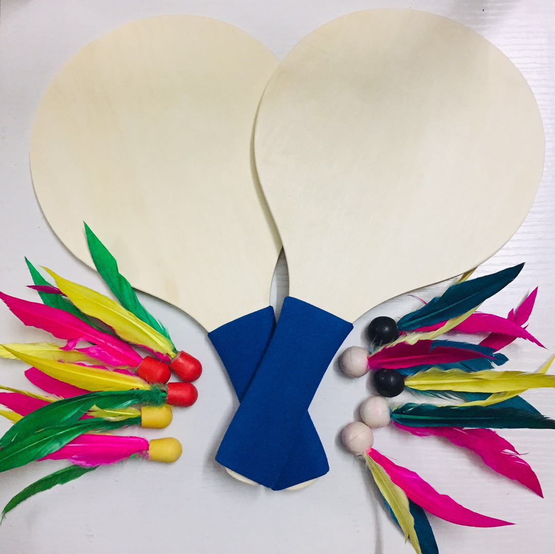 (1 pair of board feather racket + 10 balls) house artifact log sponge handle board feather racket board badminton racket three hair racket