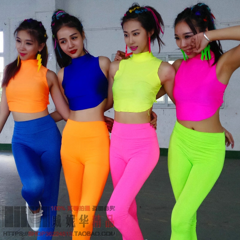 Sexy jazz dance backless practice ds costume nightclub female singer fluorescent short top bar lead dance costume