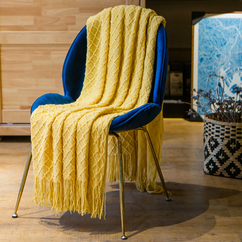 American-style blanket, shawl, blanket, bed, towel, bed end blanket, office nap blanket, tassel sofa, diamond-shaped air-conditioning blanket