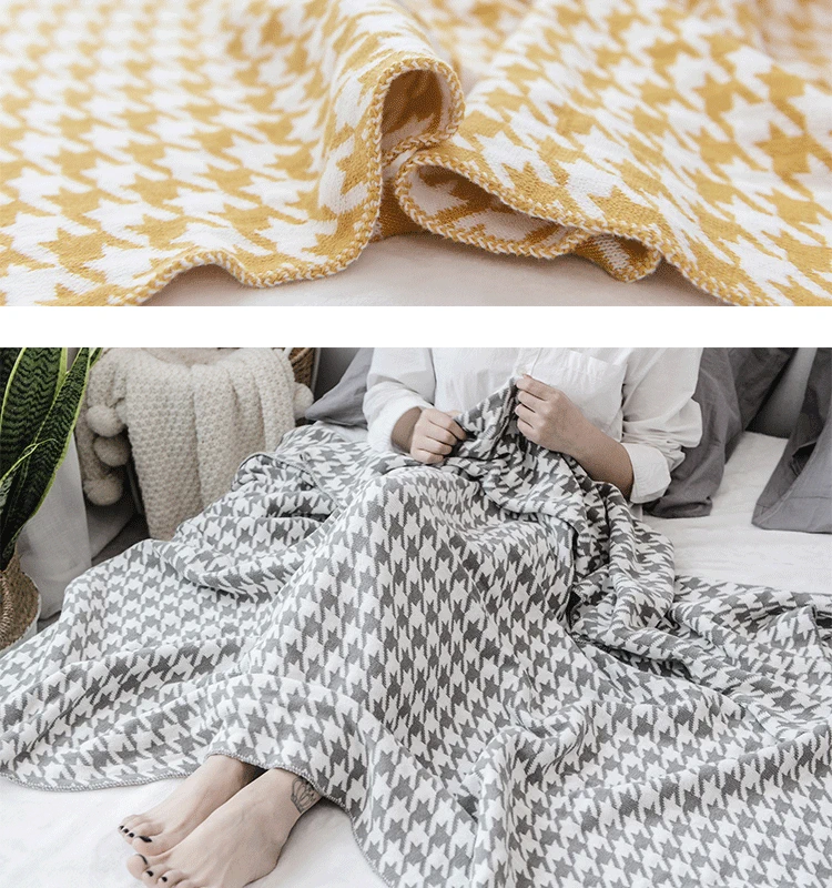 Đan houndstooth chăn bông len chăn văn phòng ngủ điều hòa chăn sofa mùa xuân hè mùa thu giản dị chăn - Ném / Chăn