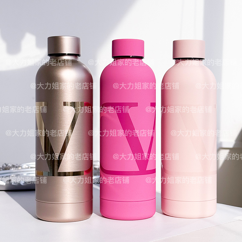 Domestic Exclusive Valentino Tan Jianci Nude Pink Rose Gold Large V-Shaped Cup 500ml Insulated Stainless Steel Cup