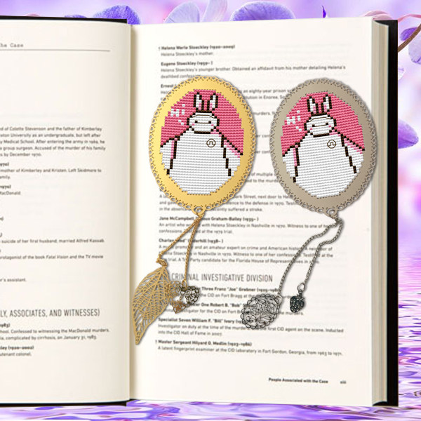 Longlong DMC Cross Stitch Classical Metal Sheet Bookmarks Cute Big White DIY Material Package