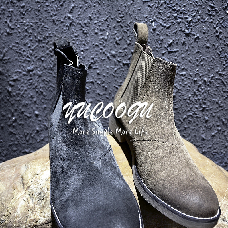 Shibuya mùa thu và mùa đông mens Giày bốt nam Chelsea Giày da retro kiểu Anh giầy cao cổ nam