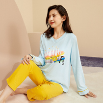 (Pure Cotton) Pregnant pregnant womans lunar suit suit March April Spring and autumn round collar pyjamas postpartum breastfeeding breast-feeding clothes