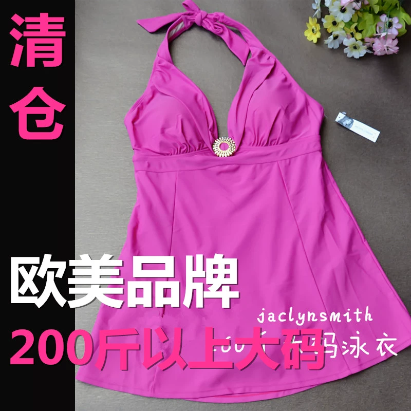 Đồ bơi Âu Mỹ đặc biệt, cộng với size cổ chữ V sexy béo mm200, giảm béo, ngực to, áo tắm nữ váy một mảnh - Bộ đồ bơi One Piece