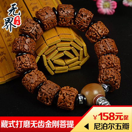 Seiko natural 5 five-petal Tibetan diamond Bodhi Bodhi bracelet red leather polished toothless single circle 1 8 barrel beads