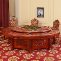 New Classical Hotel Dining Table Large Round Table Round Wood Turntable Electric Dining Table And Chairs Combined Luxury Hotel Table