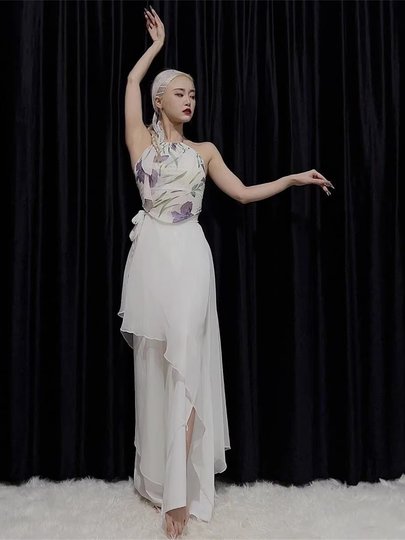 ROUR【挂脖肚兜】肉肉老师背心绑带吊带气质印花中国舞蹈挂脖上衣