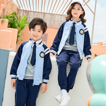 Kindergarten uniform British style spring and autumn sports childrens class uniform pure cotton primary school uniform suit three-piece custom