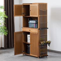 Bamboo multifunctional fishing rod rack display rack household fishing rod storage cabinet Luya rod hand rod fishing gear storage rack