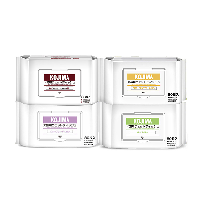 日本kojima宠物专用湿纸巾猫狗通用去泪痕银离子擦脚杀菌
