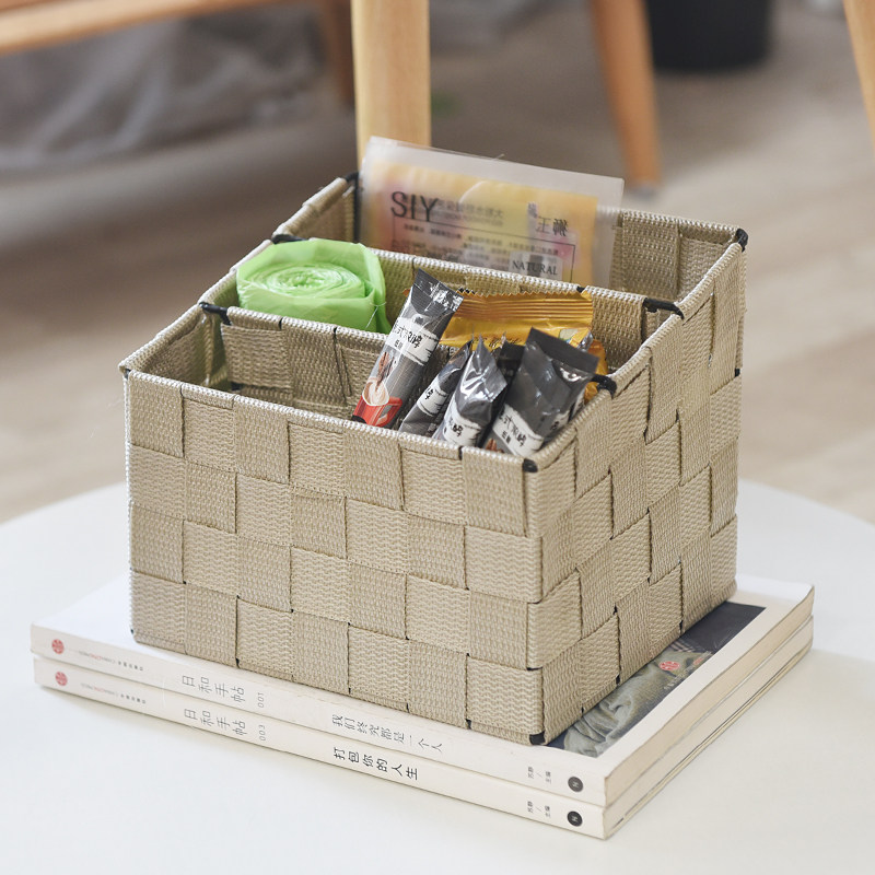 Desktop nylon fabric three-grid remote control storage box cosmetic storage basket storage basket separate basket storage basket