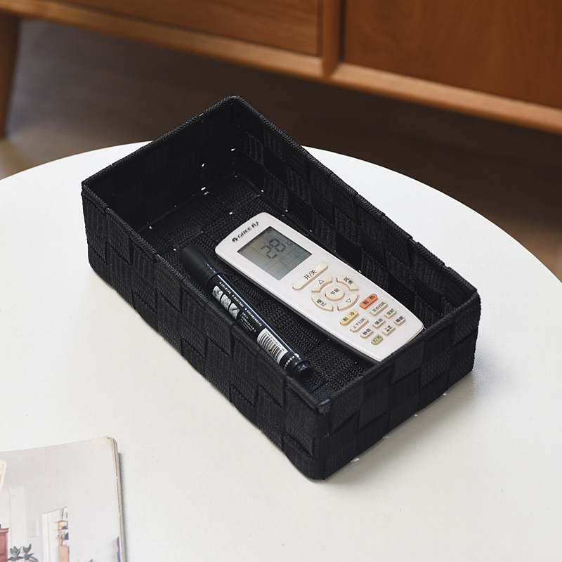 Black Basket Containing Box Tabletop Nylon Cloth Art Containing Basket Storage Basket Cosmetic containing basket Narrow paragraph