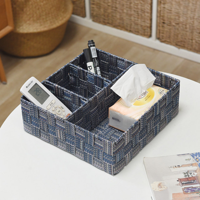 Fabric partition organizer box remote control key storage basket woven entry box nylon ແບ່ງກະຕ່າເຄື່ອງສໍາອາງ