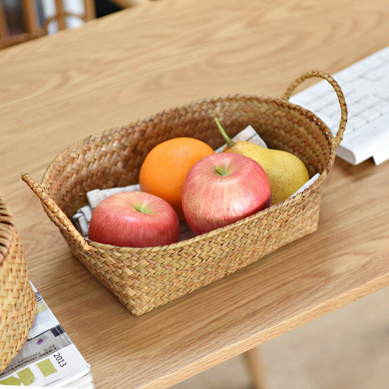 Seaweed Storage Basket Fruit Basket Japanese-style Finishing Basket Desktop Storage Basket Sewing Box Storage Basket Fruit Plate Storage Basket