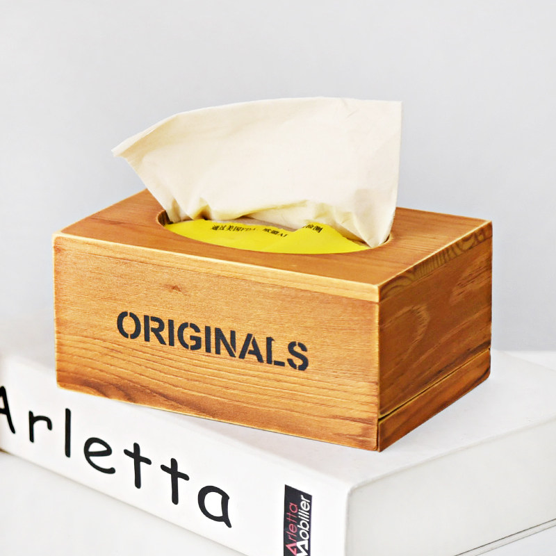 zakka solid wood tissue box toilet tissue box tissue holder retro tissue storage box dressing table tissue box