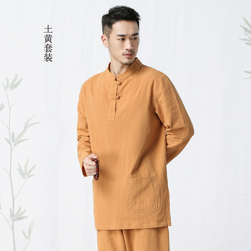 Lay clothes Meditation meditation clothes Men's Chinese style cotton and linen suit Tea clothes Buddhist clothes Zen literature and art retro