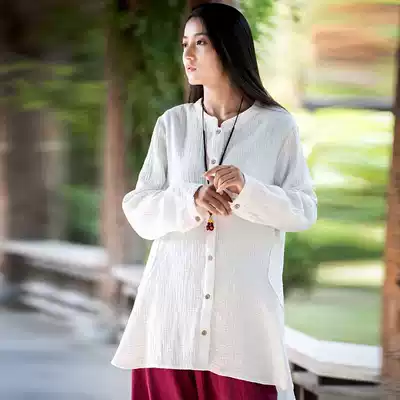 Fashion Chinese style flax Taijiquan practice clothes morning exercise clothes Spring and autumn cotton linen Tai Chi women's coat