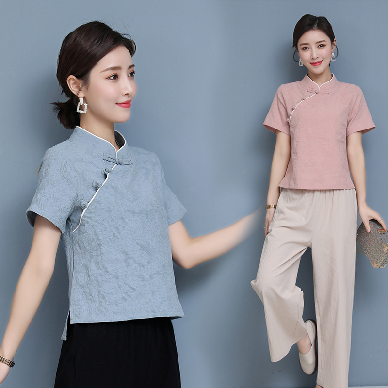 Traditional Chinese medicine beauty health hall work clothes Female Summer cotton hemp hotel Moxibustion ear physiotherapist Teahouse technician suit suit