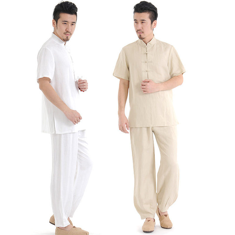 Summer new linen men's yoga suit suit Chinese style short-sleeved cotton and hemp Zen meditation suit Lay suit Han suit