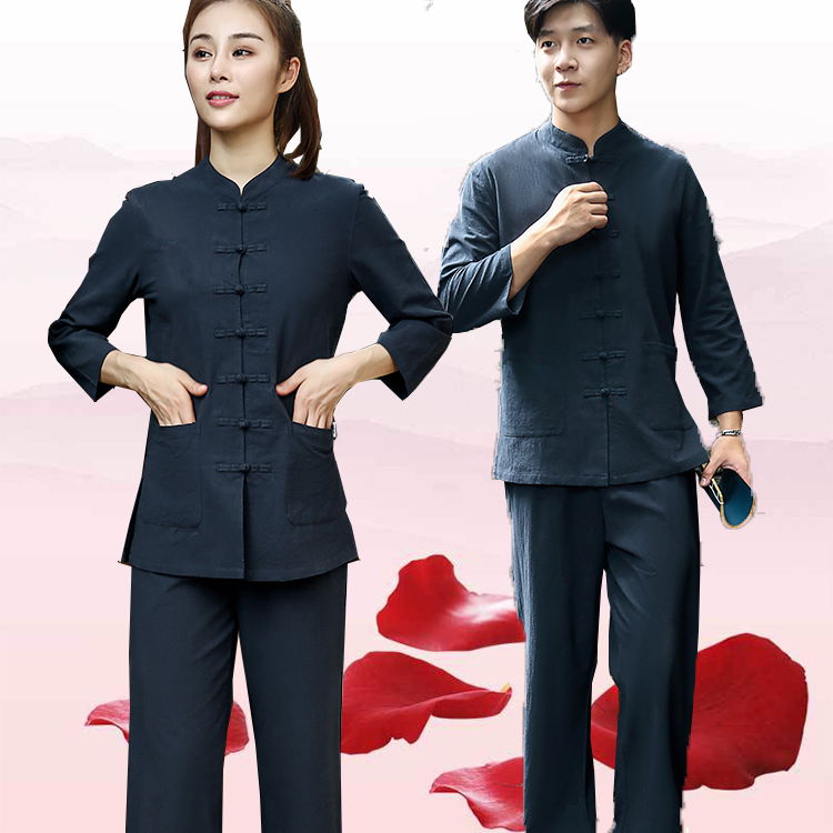 Lay suit Zen suit Men's Zen Chinese style tea suit Yoga suit set Cotton and hemp Han suit Autumn meditation suit Chinese style