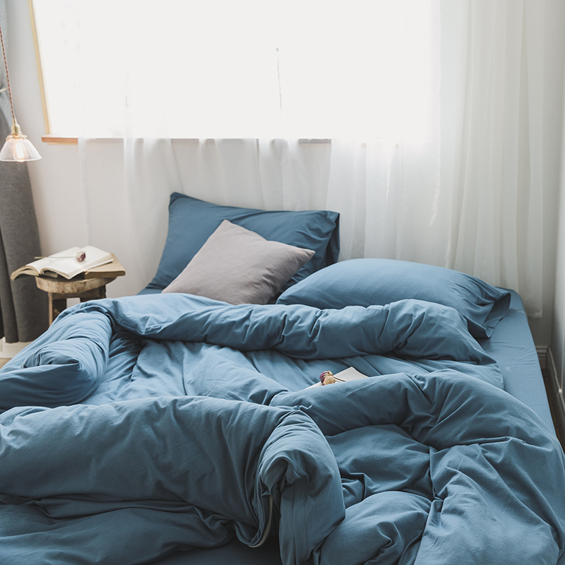 Soft to outrageous -- A class of super soft naked sleep geranium cotton four pieces of pure cotton full cotton knit cotton pure color Four Seasons General-Taobao