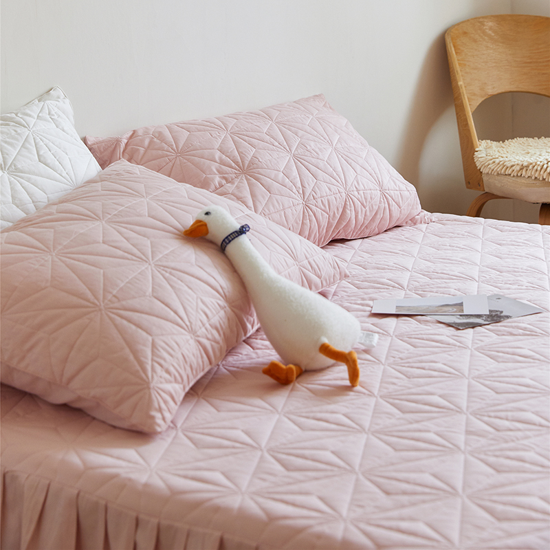 Korean princess style bed cover bed skirt single-piece skirt bed cover bed skirt cover quilted thick non-slip cotton three-piece