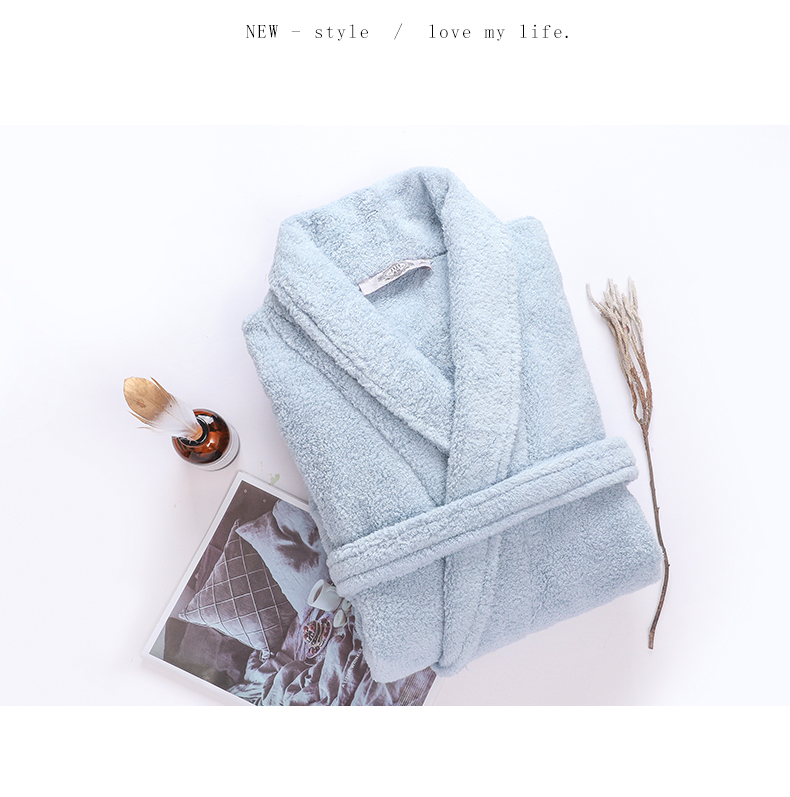Bộ đồ ngủ cotton mới tiêu chuẩn của Mỹ mùa đông cộng với áo choàng nhung dày áo choàng hoàn hảo khăn nhung đôi áo ngủ phục vụ nhà nam - Night Robe đồ bộ ngủ