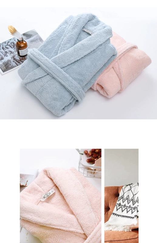 Bộ đồ ngủ cotton mới tiêu chuẩn của Mỹ mùa đông cộng với áo choàng nhung dày áo choàng hoàn hảo khăn nhung đôi áo ngủ phục vụ nhà nam - Night Robe