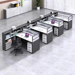 Staff Desk and Chair Combination Simple Double 4/6 Person Face-Faced Financial Office Screen Card Slot Work Table